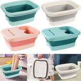 Bassine Bain de Pied pliable en 4 couleurs, modulaire, avec ouverture et support antidérapant pour pieds.
