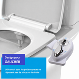 Kit WC Japonais Lavant pour Gaucher: siège avec commande à main sur le côté, près des buses internes et du mécanisme de lavage.