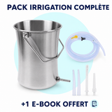 Illustration du Pack Irrigation Complète avec bock inox, canules et 1 e-book offert