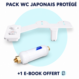 Illustration du Pack WC Japonais Protégé avec kit classique, filtre anticalcaire et 1 e-book offert