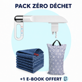 Illustration du Pack Zéro Déchet avec kit WC japonais, serviettes, sac de lavage et 1 e-book offert