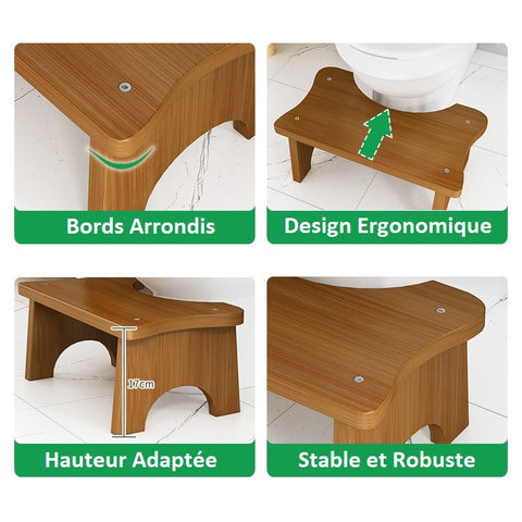 Tabouret De Toilette Ergonomique En Bambou - Position Accroupie Naturelle, Antidérapant - Pour Un Confort Et Une Meilleure Posture Aux Toilettes - 11